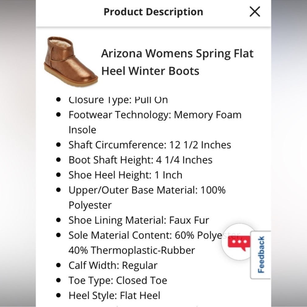 Arizona Womens Spring Flat Heel Winter ❄️ ankle gold boots size 10 - Picture 5 of 8